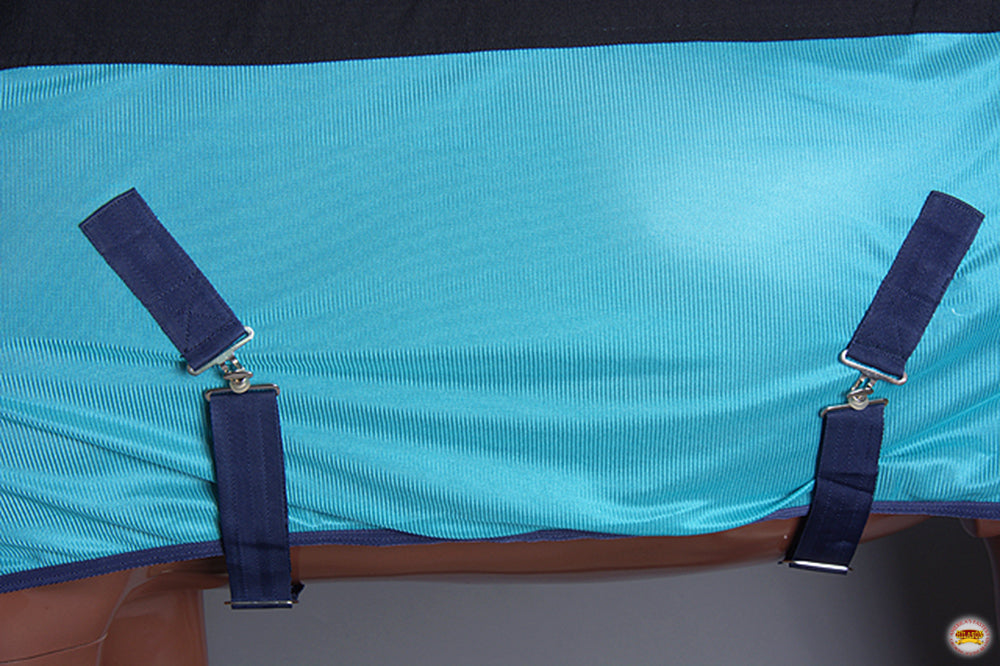 Hilason Western Horse Light Weight Comfort Durable Poly Fly Sheet Black Turquoise