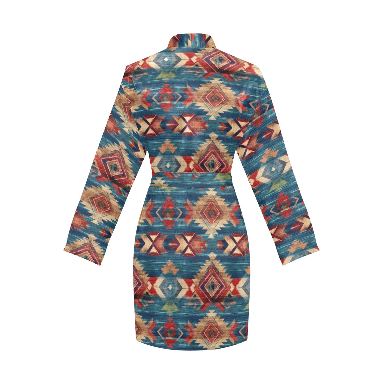 Baha Ranch Blue Aztec Women's Long Sleeve Belted Satin Feel Dressing Lounge Robe by Baha Ranch Western Wear - product image 4
