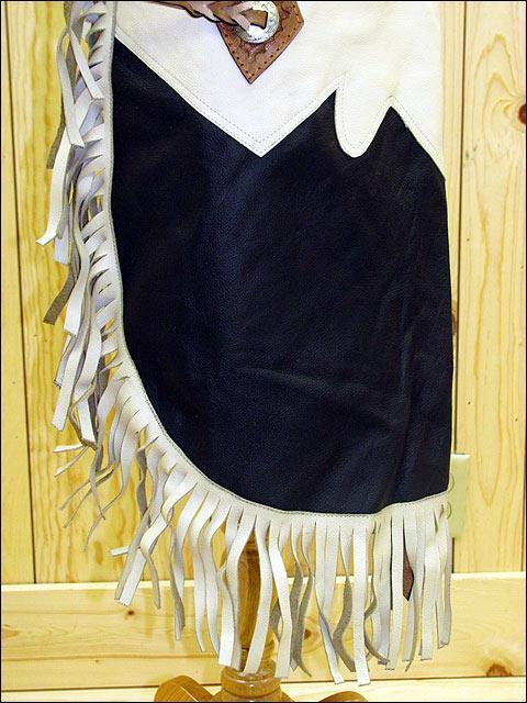 Hilason Bull Riding Chinks Chaps Pro Rodeo Western Smooth Leather Black & White