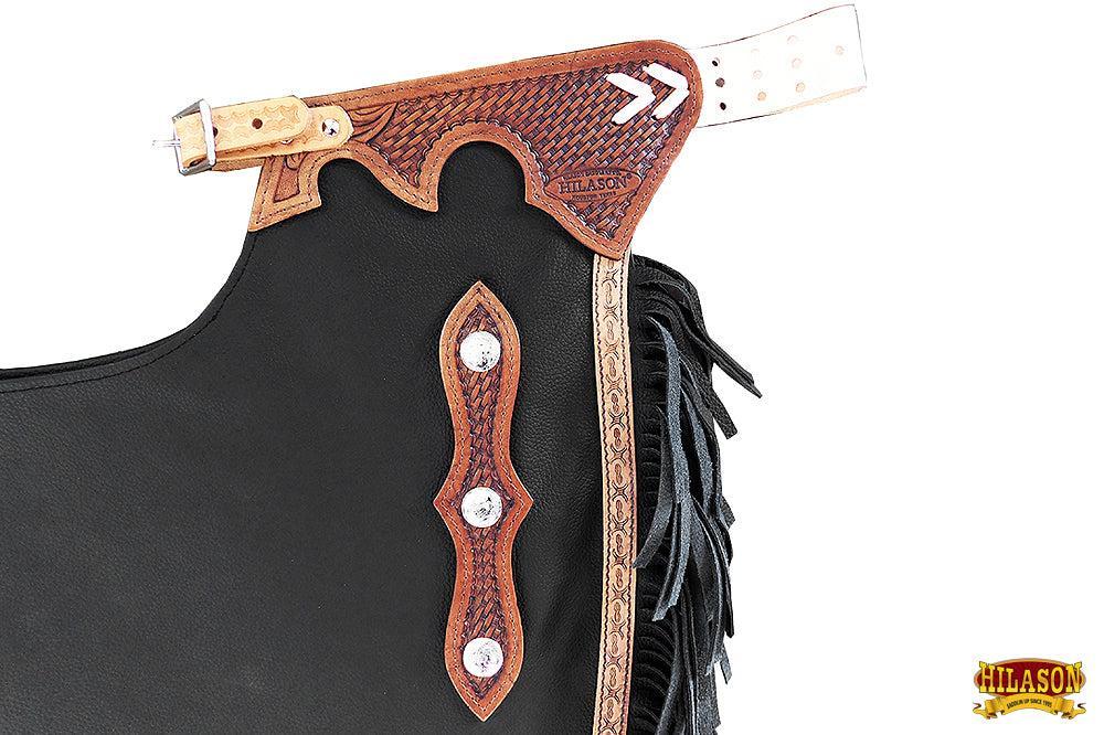 Hilason Adult Western Bull Riding Chinks, Black