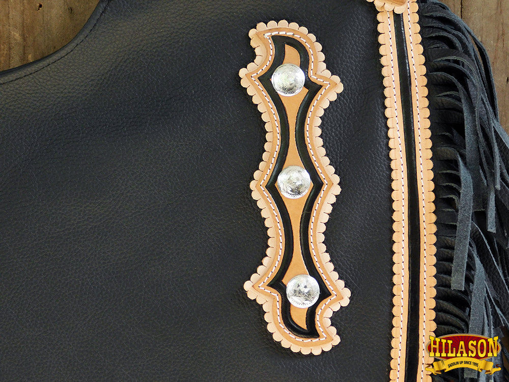 HILASON Bull Riding Chinks Adult Pro Rodeo Bronc Leather | Handmade Chaps Western for Adults Hand Tooled