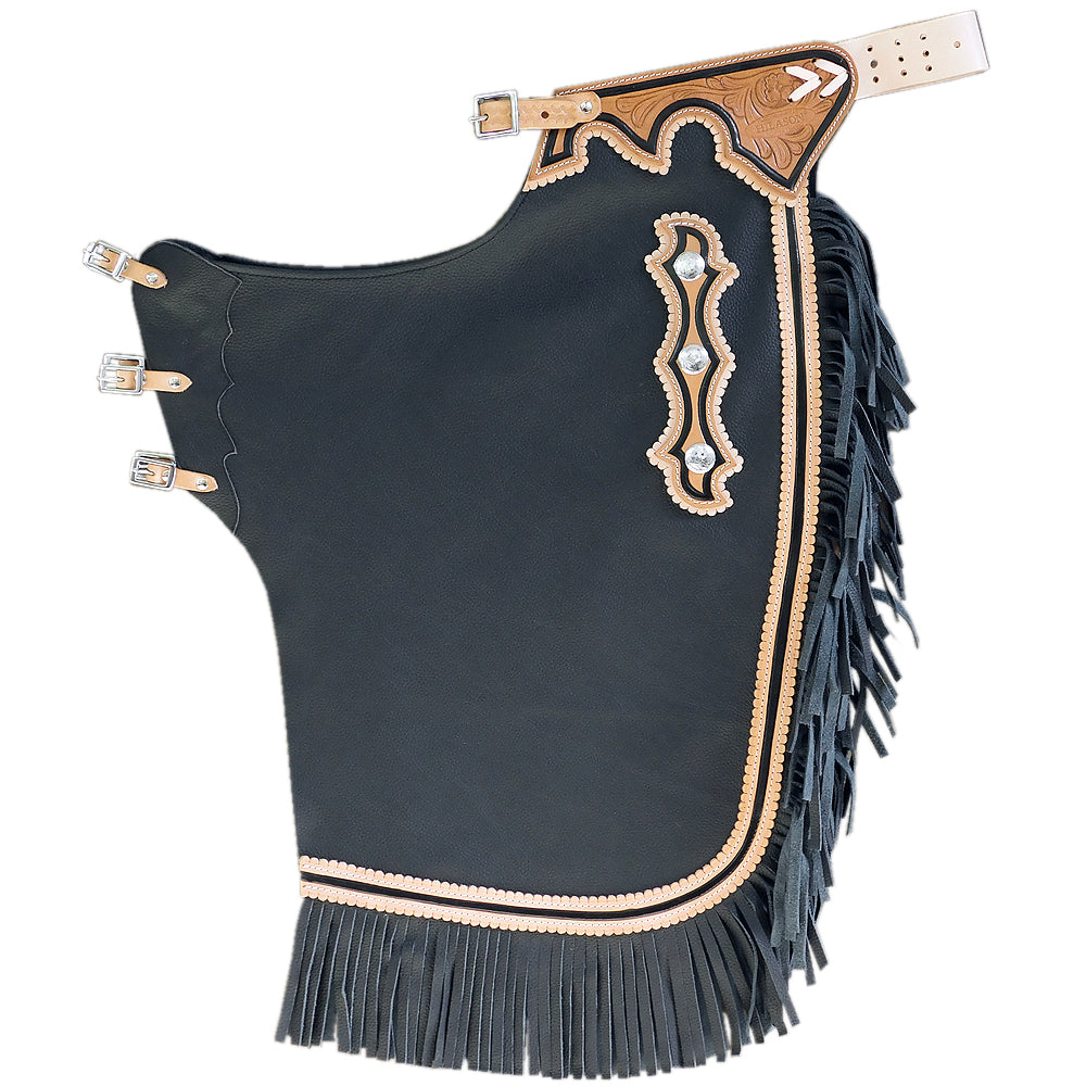 HILASON Bull Riding Chinks Adult Pro Rodeo Bronc Leather | Handmade Chaps Western for Adults Hand Tooled