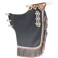 Hilason Western Bull Riding Leather Chinks, Black with Brown Trim