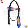 Western Headstall Horse Tack Leather Bridle Hand Paint Us Flag Hilason