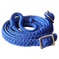 Hilason Braided Poly Barrel Racing Reins, Flat Grip Knots — 1" x 8 ft