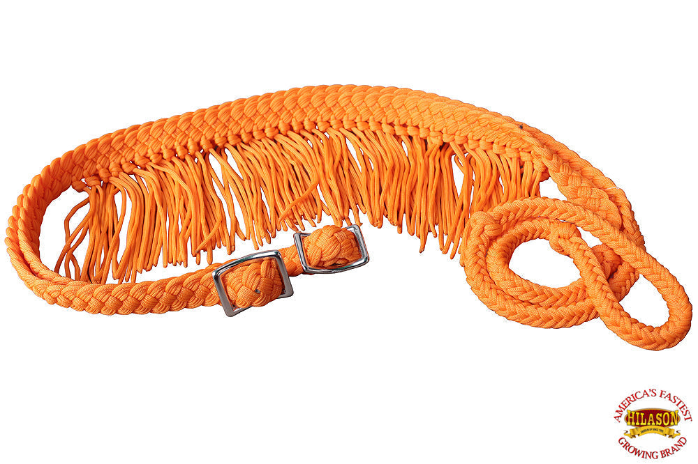 Hilason Braided Poly Barrel Racing Reins, Flat Grip Knots — 1" x 8 ft