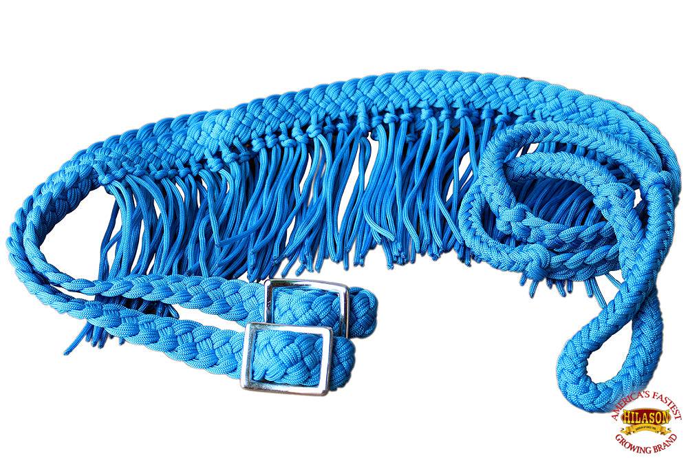 Hilason Braided Poly Barrel Racing Reins, Flat Grip Knots — 1" x 8 ft
