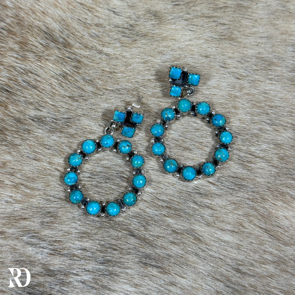 Hada Collection Authentic Kingman Turquoise Earrings — view 3