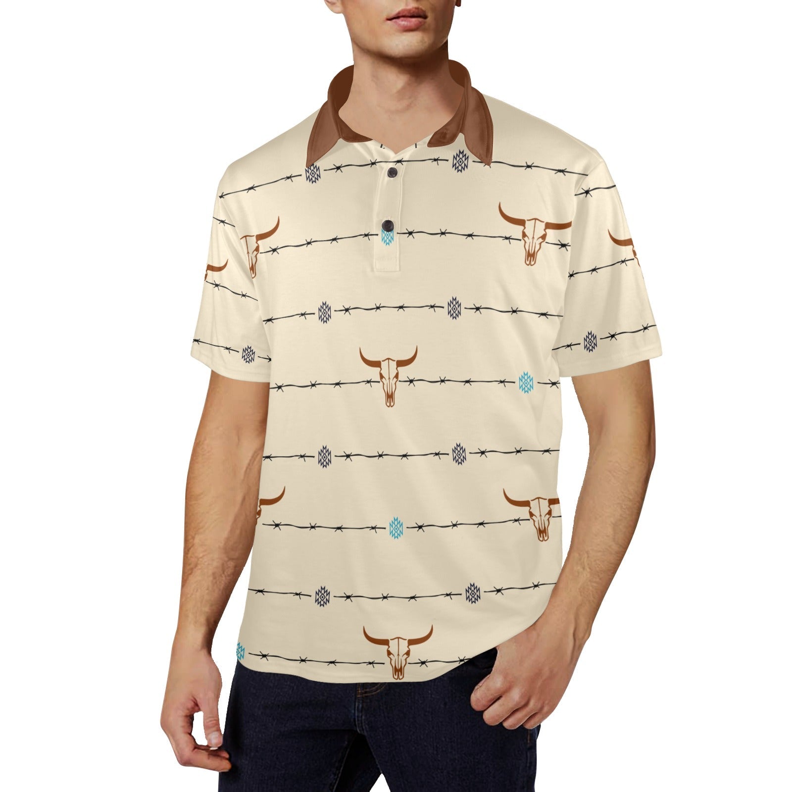 Baha Ranch Barbwire Aztec Polo Shirt by Baha Ranch Western Wear - product image 2