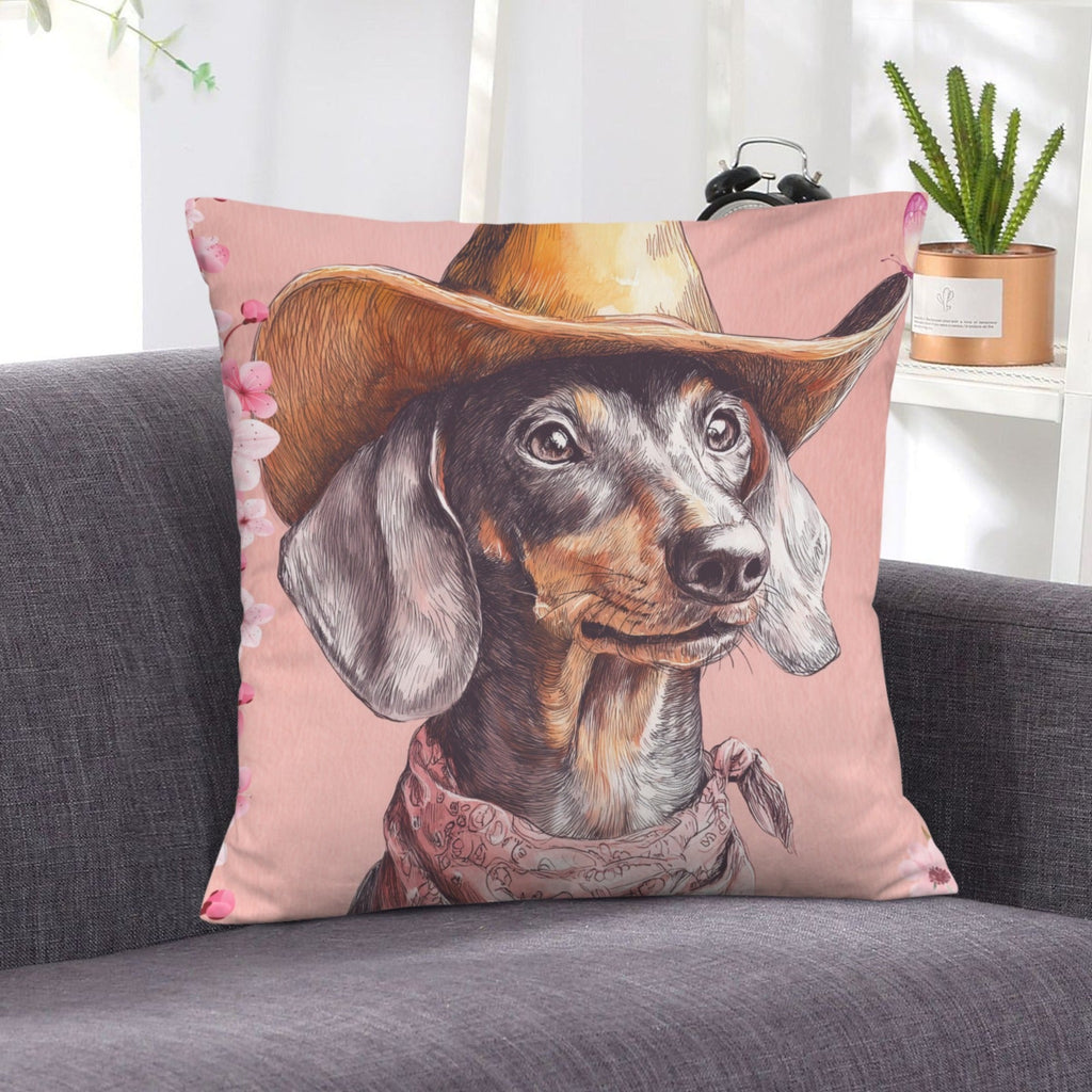 Baha Ranch Cowgirl Dachsund Velvety Soft Throw Pillow Case Made in America by Baha Ranch Western Wear - product image 2