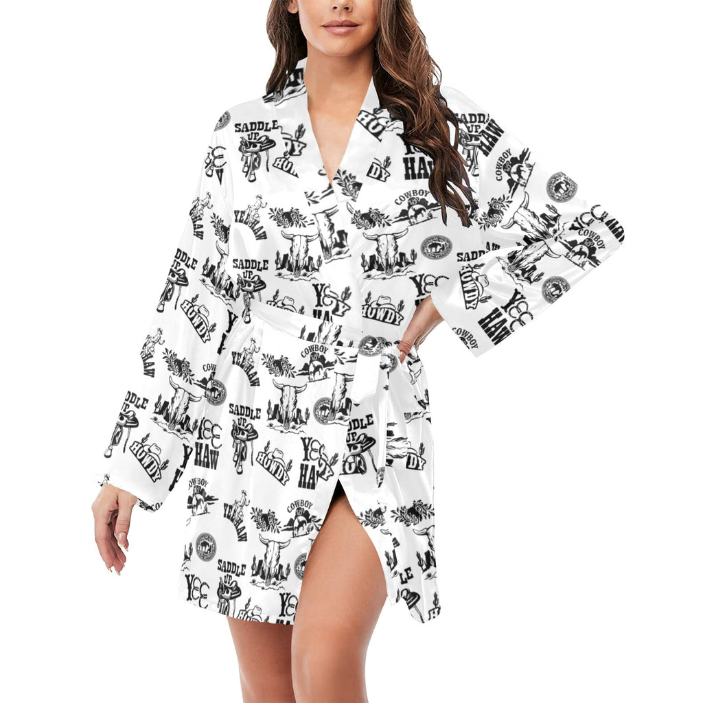 Baha Ranch Cowboy Print Western Satin Robe by Baha Ranch Western Wear