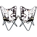 Genuine Leather Butterfly Chair Folding Lounge Modern Sling Accent Seat