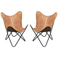 Genuine Leather Butterfly Chair Folding Lounge Modern Sling Accent Seat