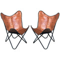 Genuine Leather Butterfly Chair Folding Lounge Modern Sling Accent Seat