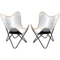 Genuine Leather Butterfly Chair Folding Lounge Modern Sling Accent Seat