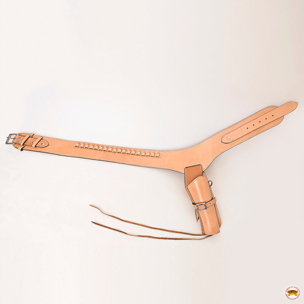 Hilason Western Right Hand Gun Holster Rig 44/45 Cal Leather Cowboy