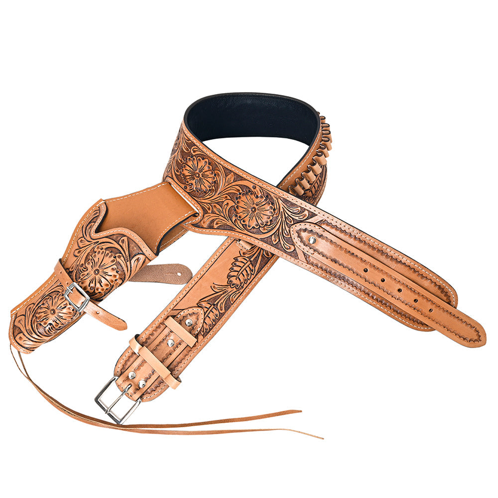 HILASON Western Right Hand Gun Holster Rig 22 Caliber Leather Cowboy | Holster| Belt