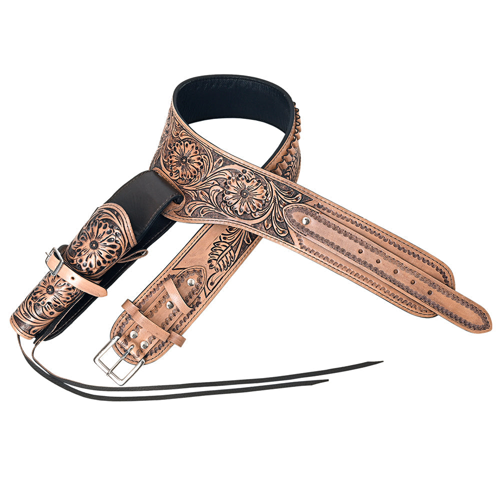 HILASON Western Right Hand Gun Holster Rig 22 Caliber Leather Cowboy | Costume Belt