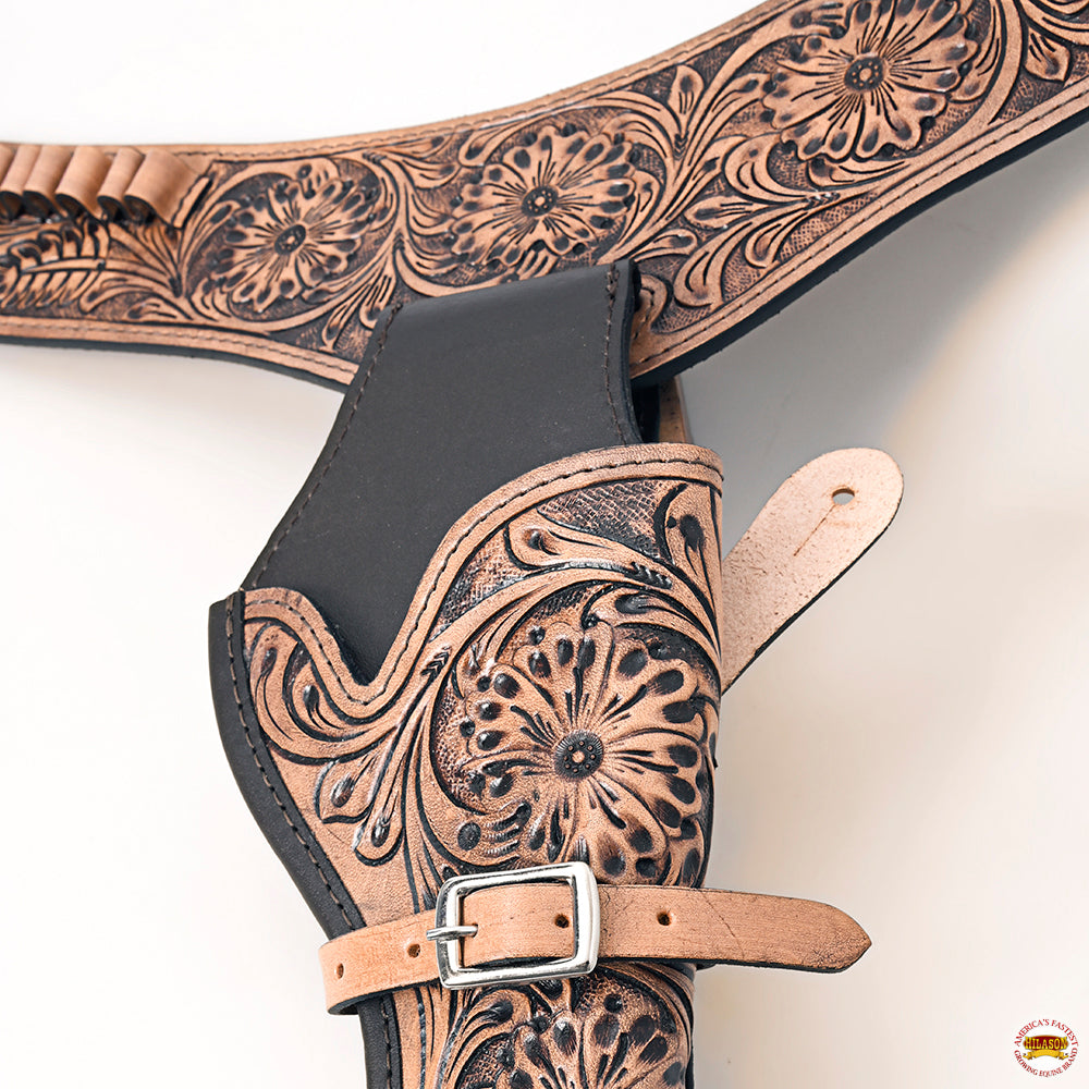 HILASON Western Right Hand Gun Holster Rig 38 Cal Leather Cowboy | Costume Belt
