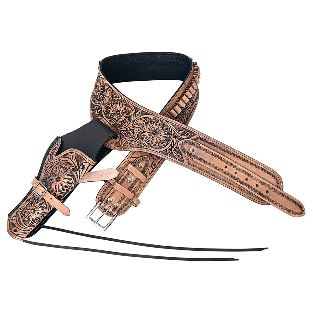 HILASON Western Right Hand Gun Holster Rig 38 Cal Leather Cowboy | Costume Belt