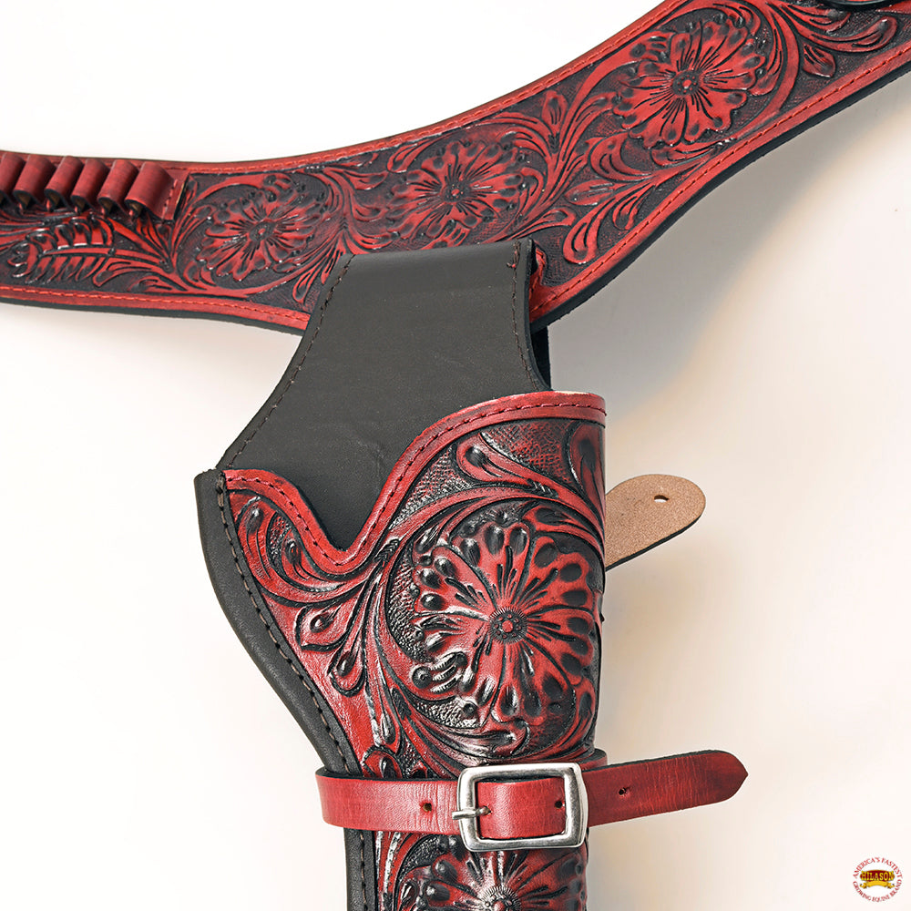Hilason Western Right Hand Gun Holster Rig 38 Caliber Leather Cowboy