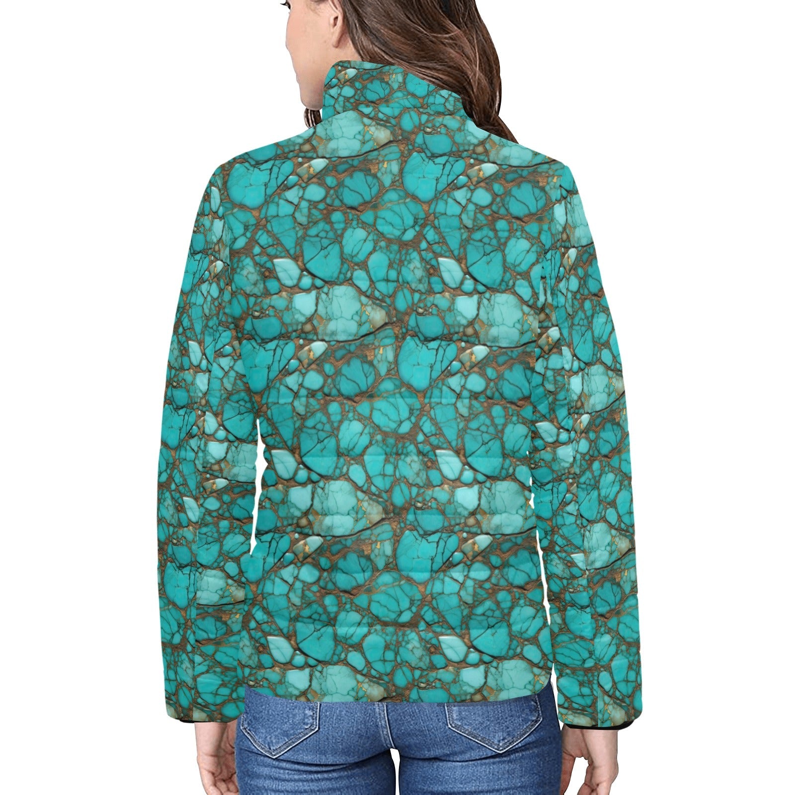 All Turquoise Women's Puffy Bomber Jacket by Baha Ranch Western Wear - product image 4
