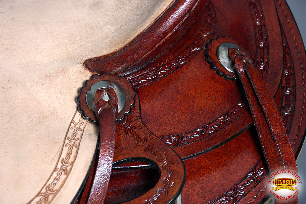 HILASON Western Horse Saddle American Leather Ranch Roping Trail Mahogany | Hand Tooled Wade & For Horses