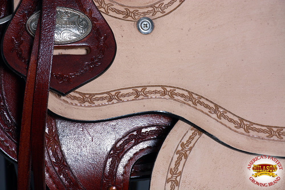 HILASON Western Horse Saddle American Leather Ranch Roping Trail Mahogany | Hand Tooled Wade & For Horses