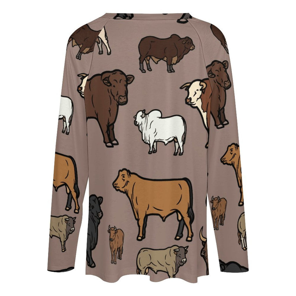 Baha Ranch Western Print Cows Cattle Long Sleeve Top by Baha Ranch Western Wear - product image 3