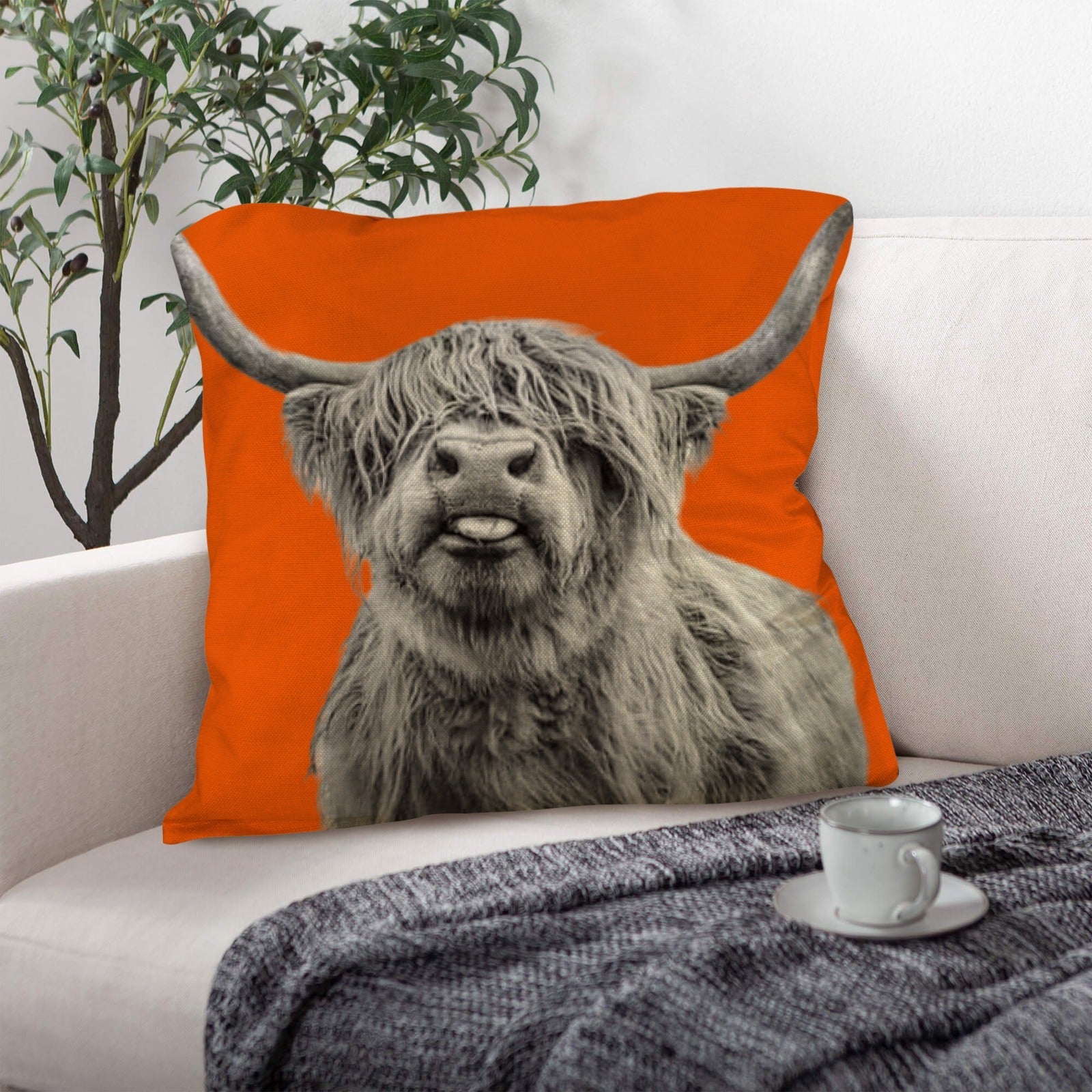 Baha Ranch Silly HIghland Throw Pillow Case Made in America by Baha Ranch Western Wear