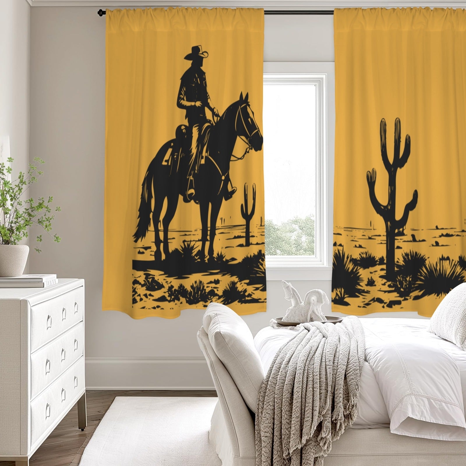 Baha Ranch Desert Cowboy Window Curtain 52"x63" Made in America by Baha Ranch Western Wear