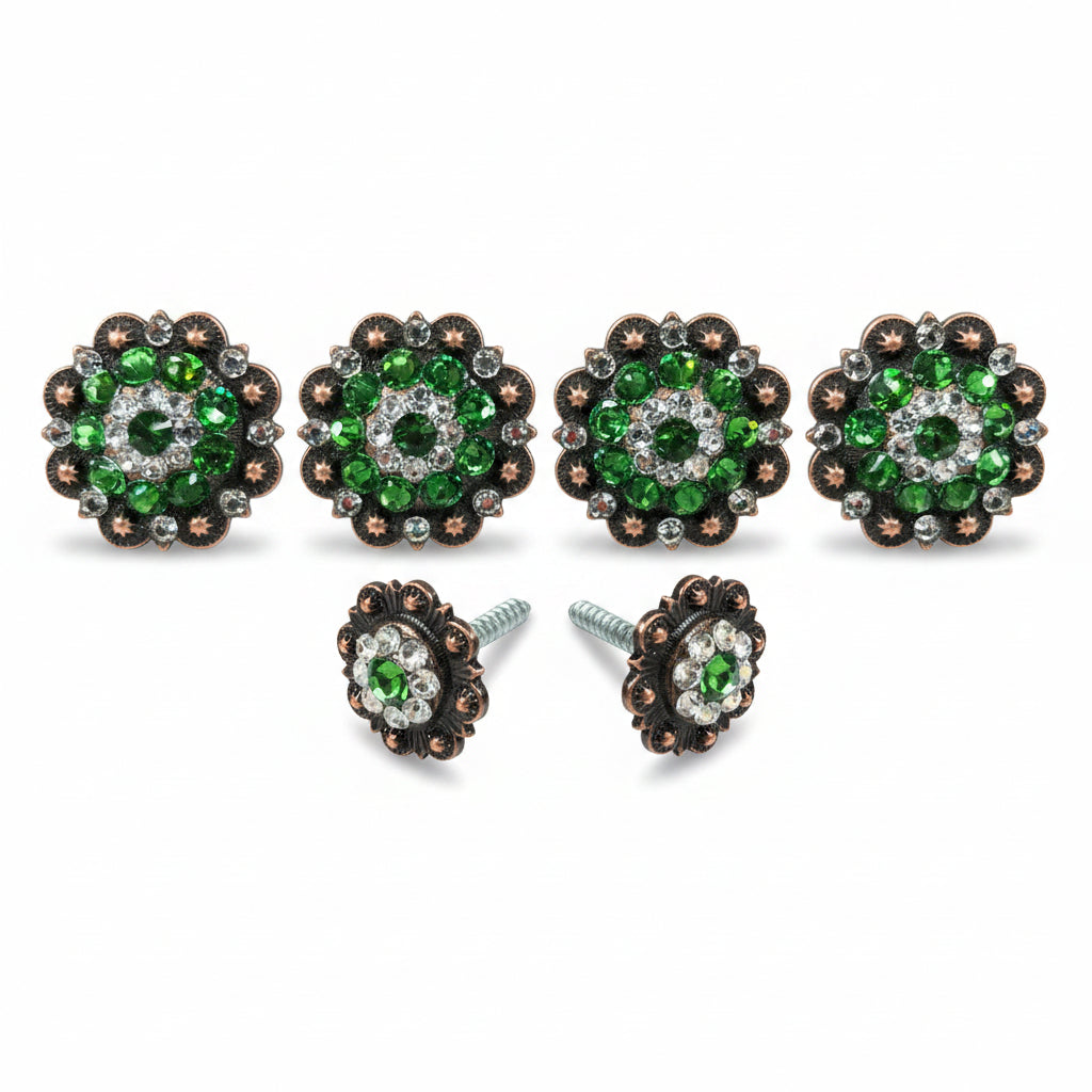 Copper Fern and Clear Saddle Conchos — view 2