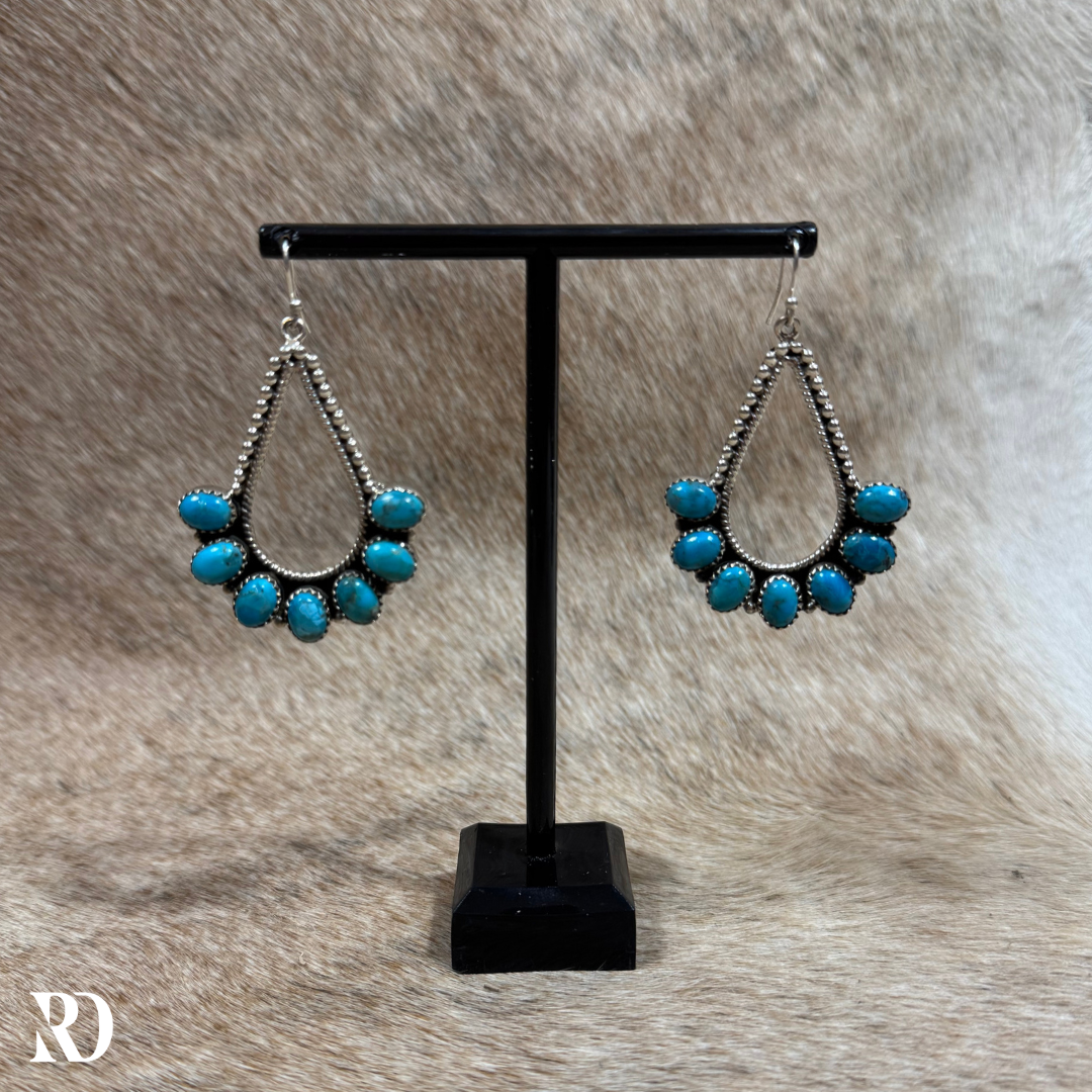 Hada Collection Kingman Turquoise Chandelier Style Drop Earrings