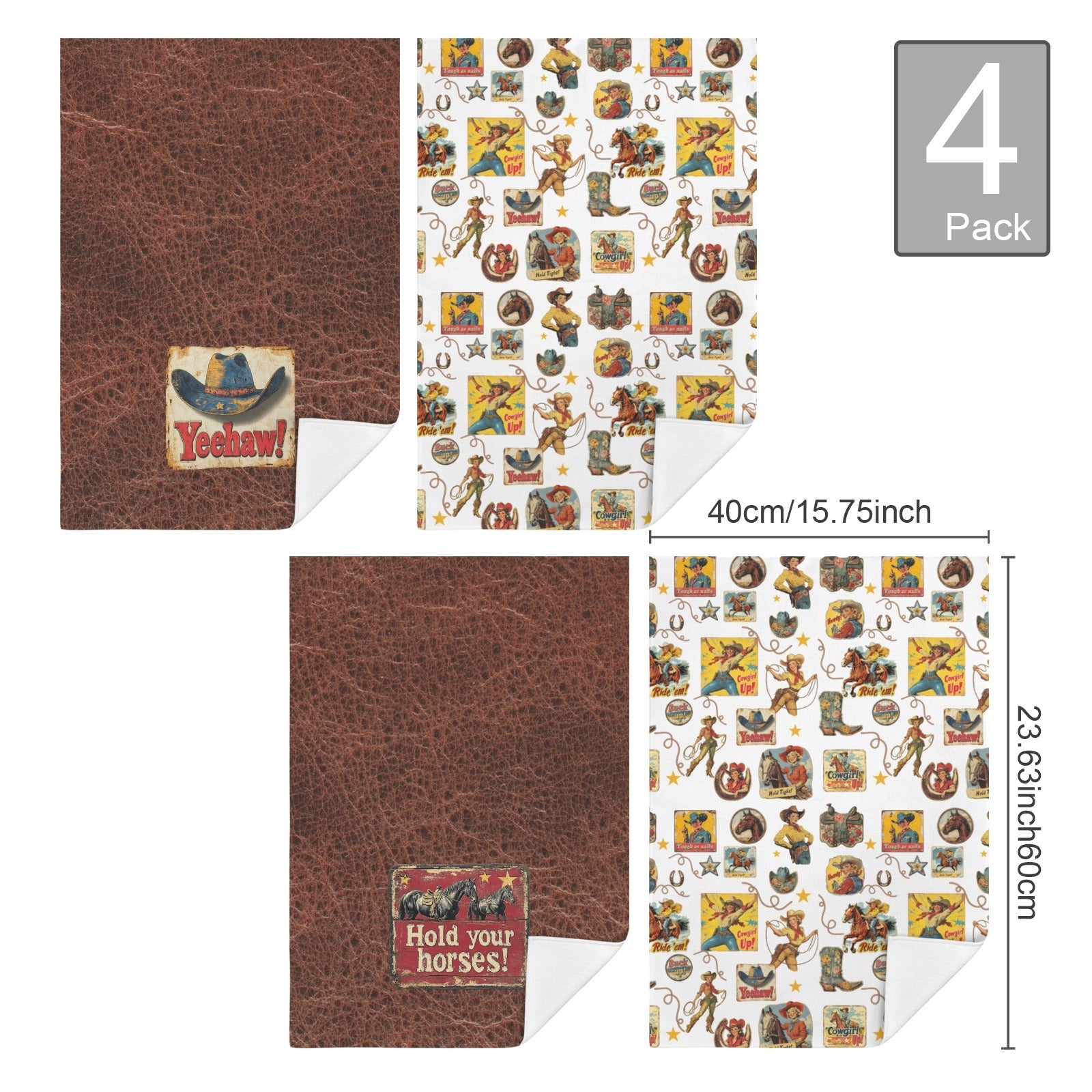 Baha Ranch Vintage Cowgirls Set of 4 Kitchen Dish Towels Made in America by Baha Ranch Western Wear - product image 2