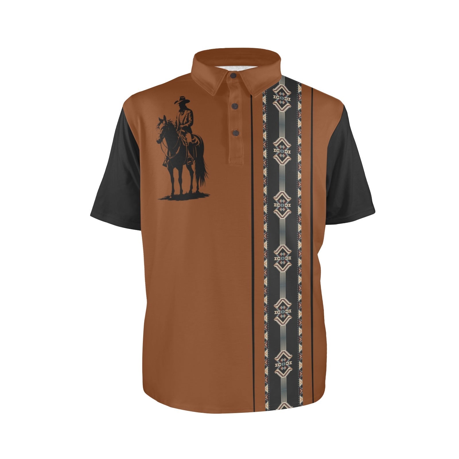 Baha Ranch Brown Aztec Cowboy Western Polo Shirt by Baha Ranch Western Wear - product image 4