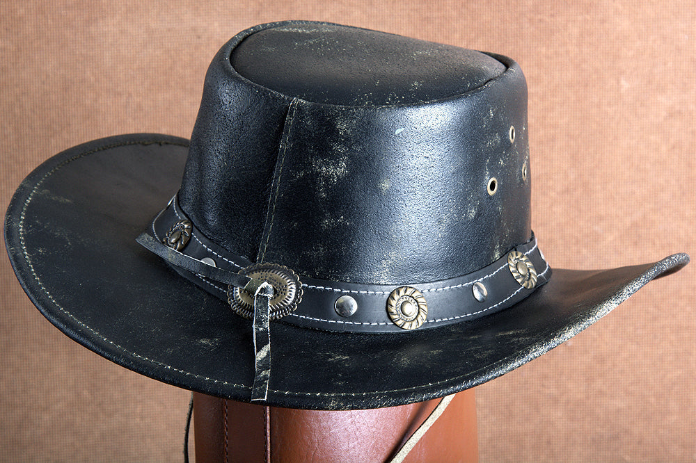 HILASON L M S XL Hand Made Split Antique Leather Crushable Hat 3 in Brim | Cowboy Cow Girl Hats Sun for Women & Men Fedora