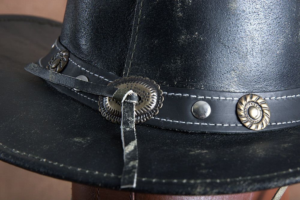 HILASON L M S XL Hand Made Split Antique Leather Crushable Hat 3 in Brim | Cowboy Cow Girl Hats Sun for Women & Men Fedora