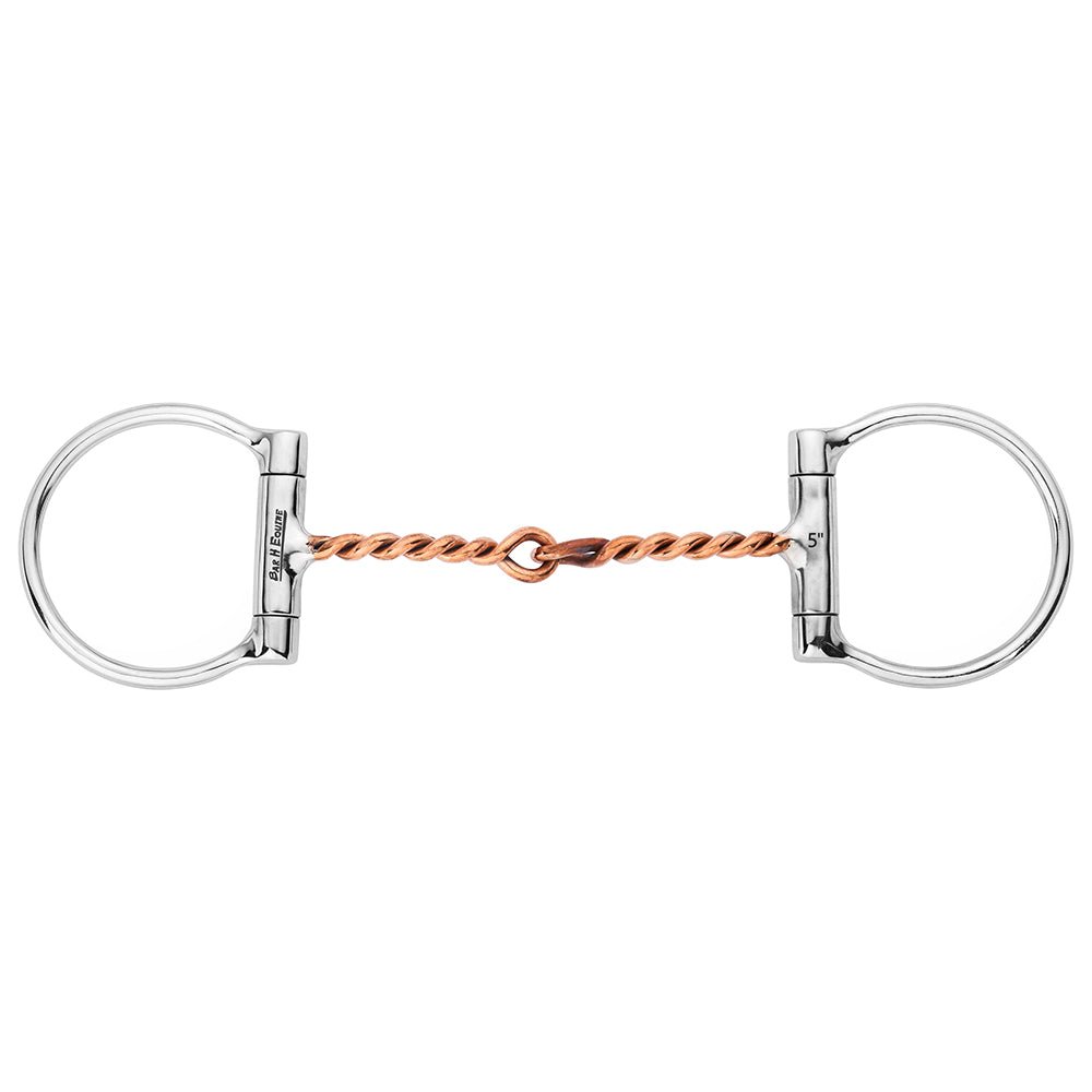 BAR H EQUINE D Ring Twisted Copper Wire Jointed Snaffle Bit