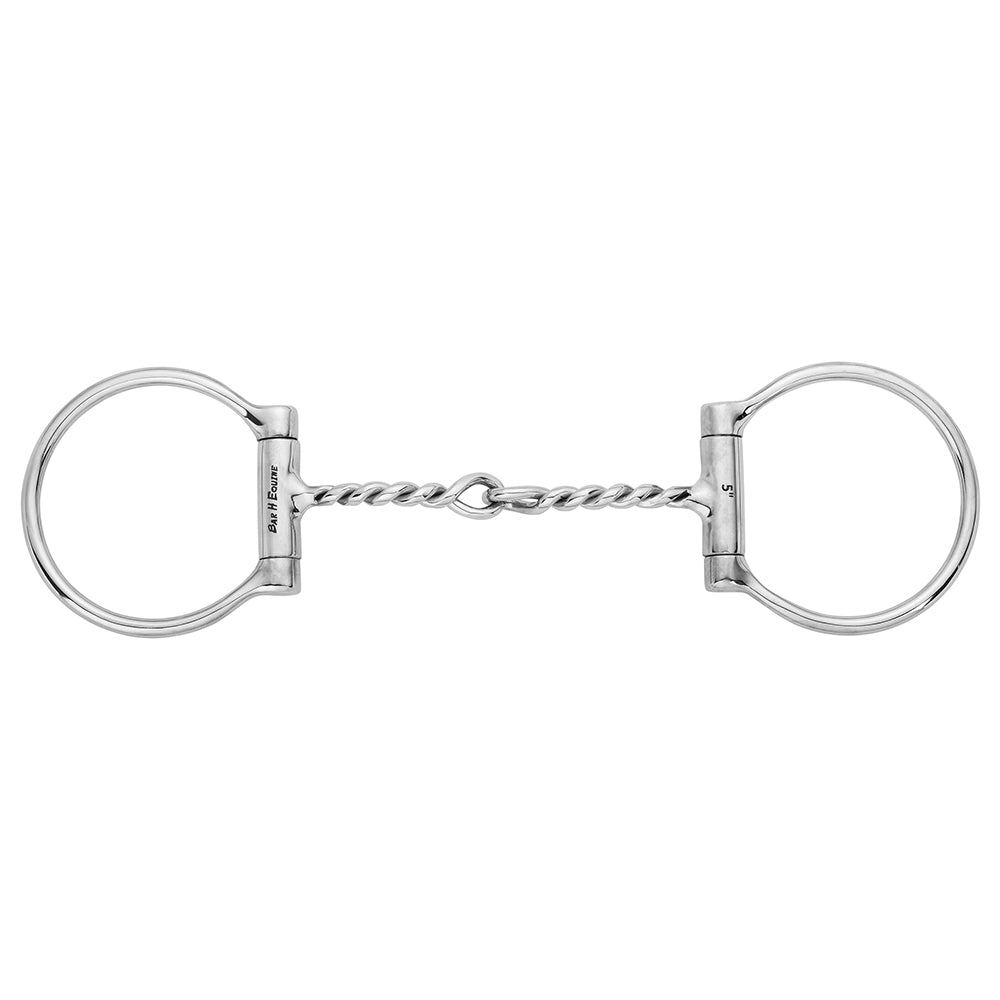 BAR H EQUINE D-Ring Stainless Steel Twisted Wire Snaffle Bit