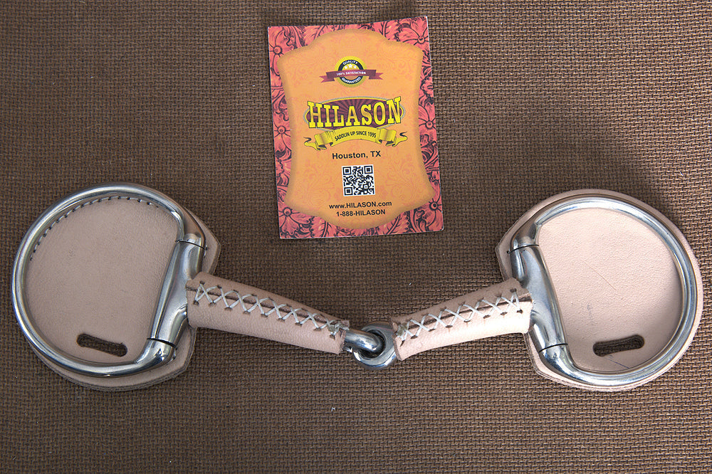 5" Hilason Western Leather Covered Horse Mouth Bit W/ Jointed Steel Mouth
