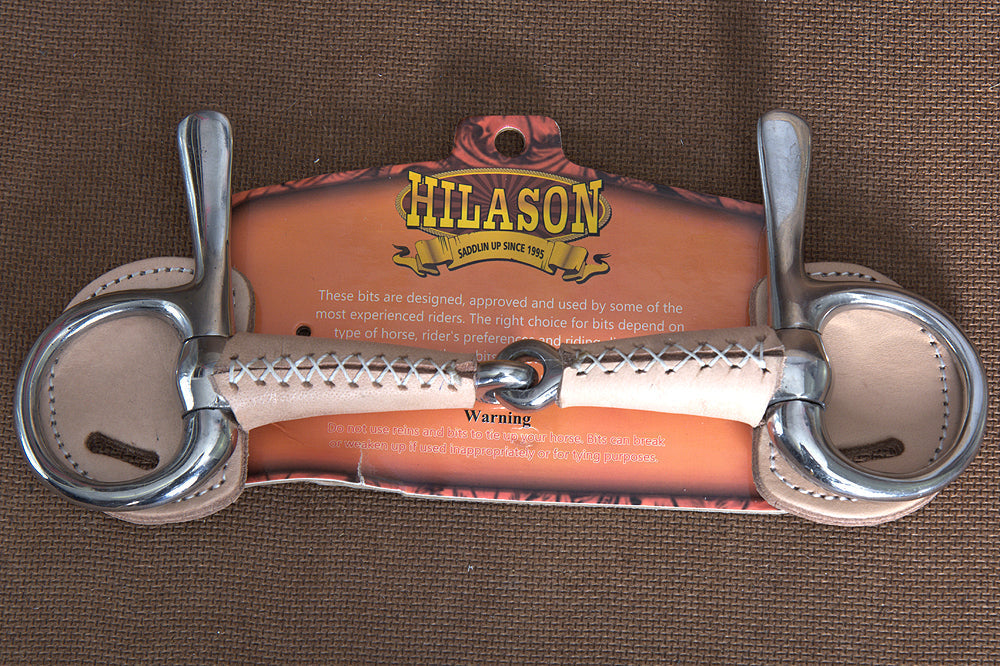 5" Hilason Western Trotting Bit Leather Covered Horse Bit W/ Jointed Mouth