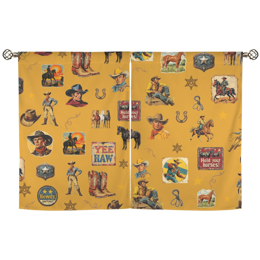 Baha Ranch Vintage Cowboy Collage Western Curtains 28" x 40" Made in America by Baha Ranch Western Wear - product image 2