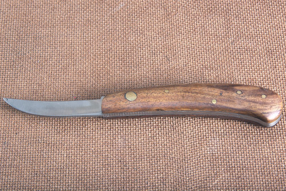 Hilason Western Leather Tool Horse Care Knife W/ Steel Blade Wooden Handle