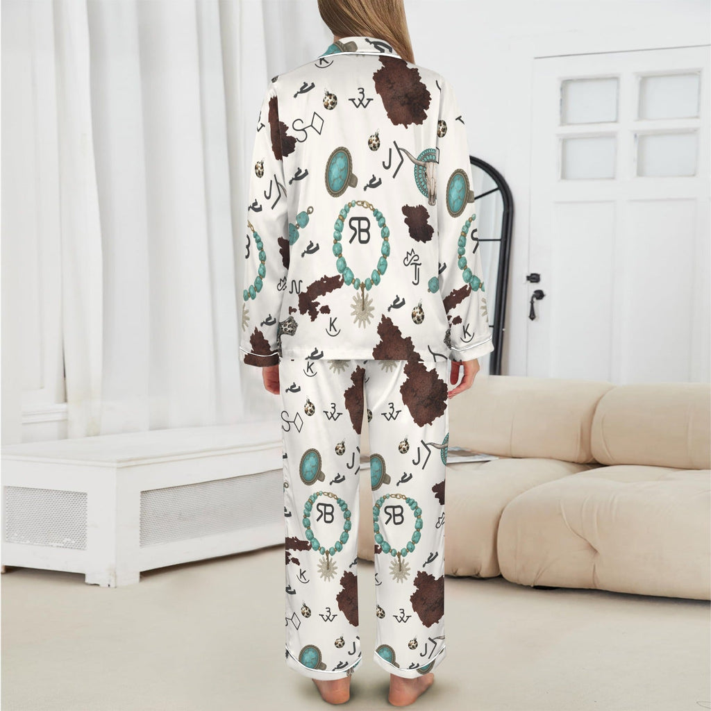 Baha Ranch Brands & Turquoise Cowgirl Christmas Western Cowprint Satin Pajamas by Baha Ranch Western Wear - product image 3