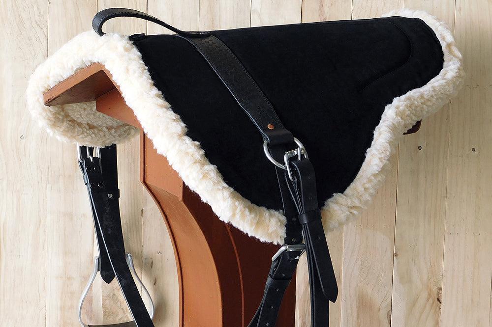 Hilason Treeless Leather Bareback Saddle Pad, Black Suede