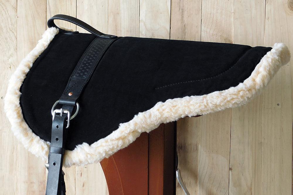 Hilason Treeless Leather Bareback Saddle Pad, Black Suede