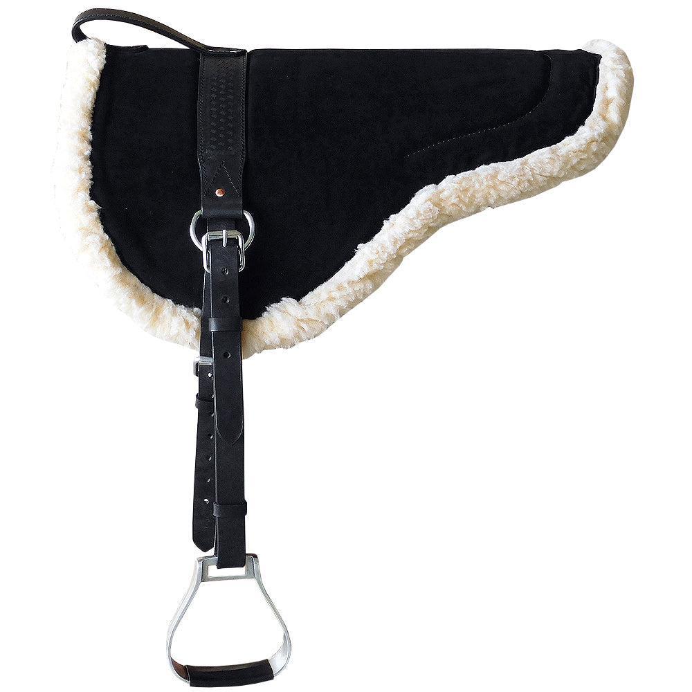 Hilason Treeless Leather Bareback Saddle Pad, Black Suede