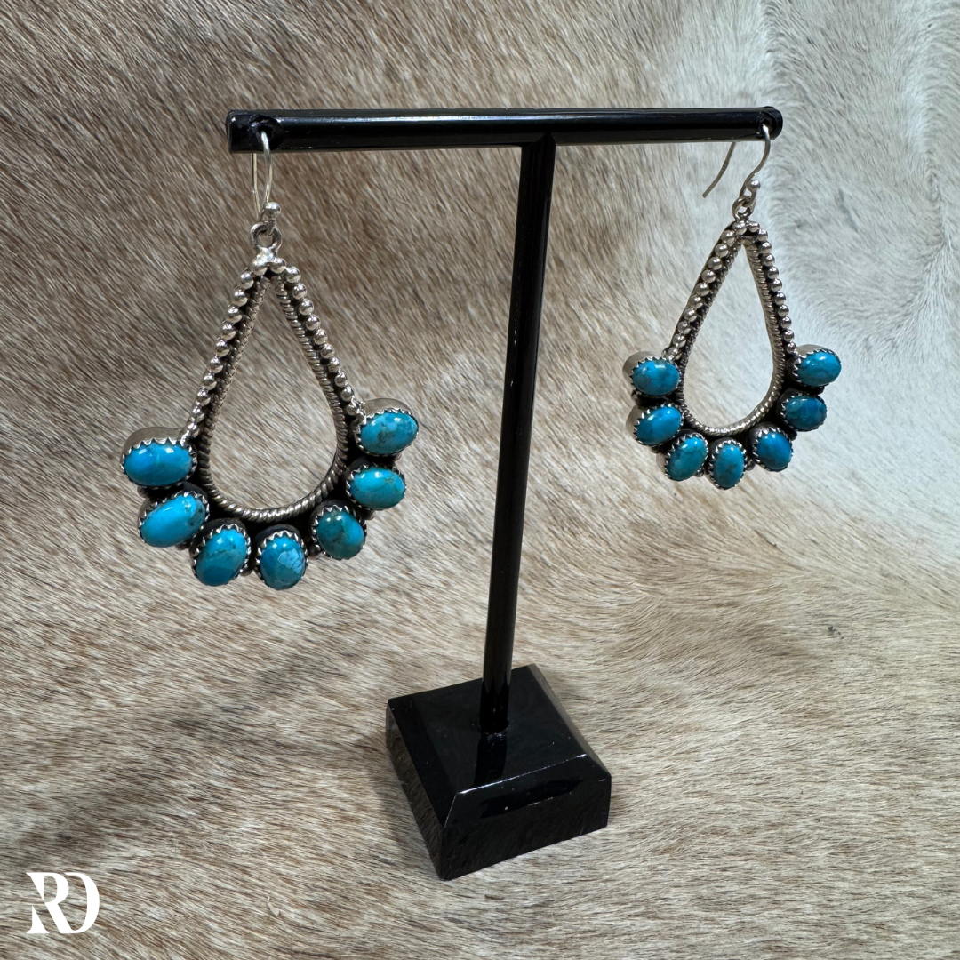 Hada Collection Kingman Turquoise Chandelier Style Drop Earrings — view 2