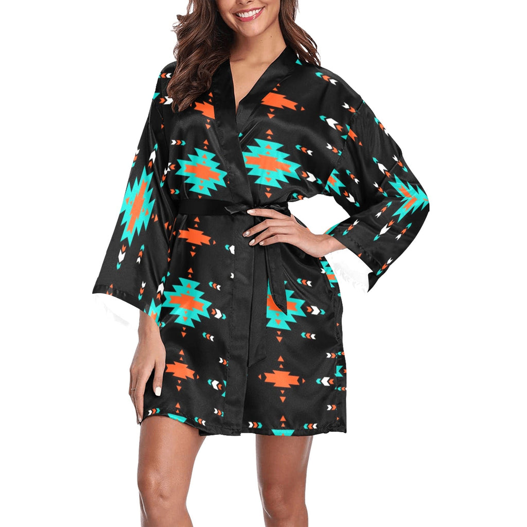 Baha Ranch Orange Turquoise Women's Lounge Kimono Robe by Baha Ranch Western Wear
