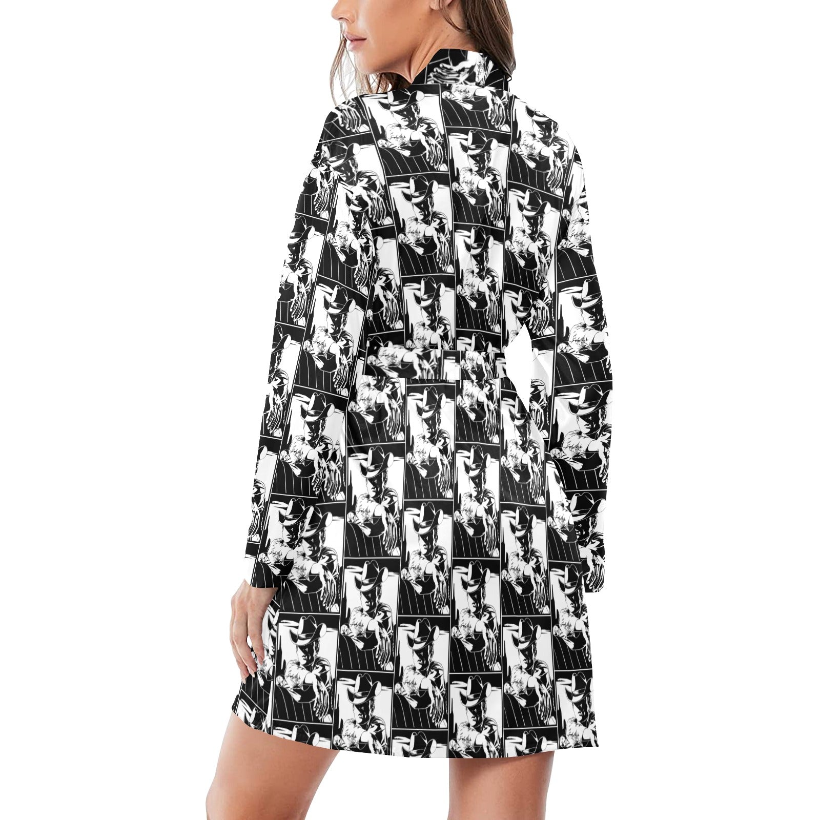 Baha Ranch Cowboy Women's Long Sleeve Belted Satin Feel Dressing Lounge Robe by Baha Ranch Western Wear - product image 2